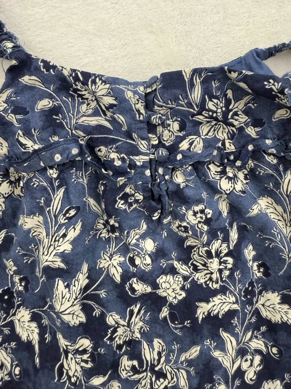 Gap Kids Blue Floral And Polka Dot Maxi Ruffle Dress Size Small